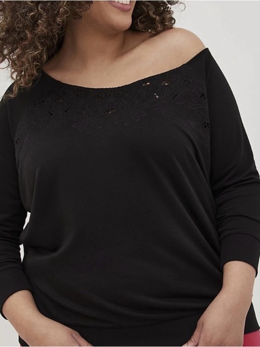 Torrid Black Off shoulder Top with Embroidered accents size 3X